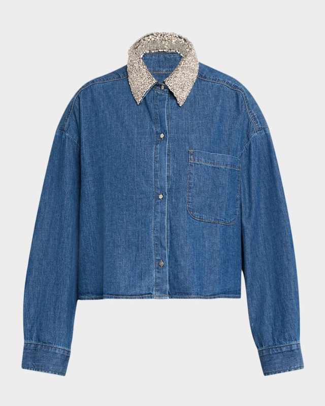 My Ex Denim Shirt with Crystal Coll